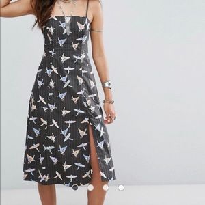 Free People Bird Print MIDI Dress